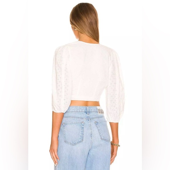 NWT MINKPINK Lola Eyelet Wrap Top Sz L (US 8) White - Picture 3 of 11